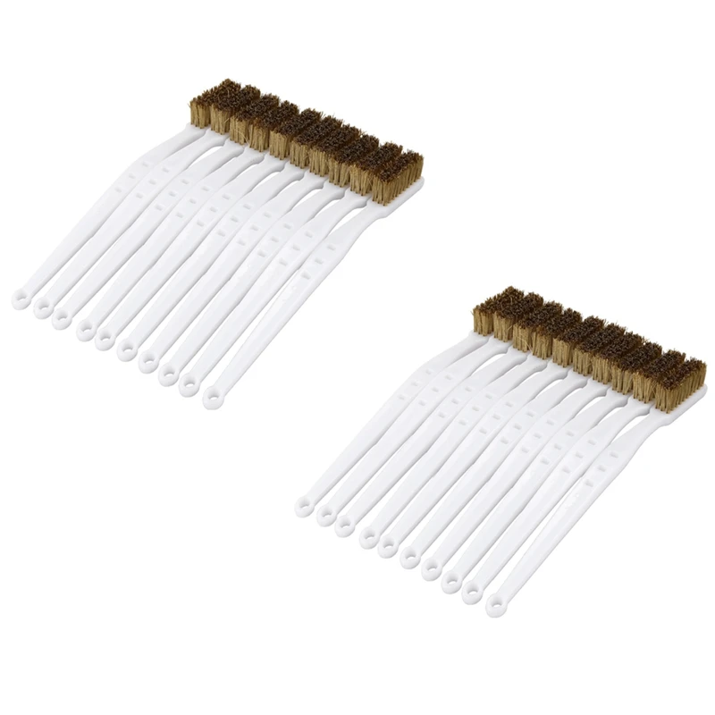 

100 Pcs 6.9 Inchlength Plastic White Handle Bristle Brush Brass Metal