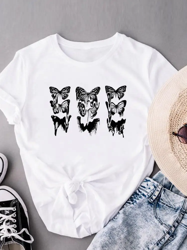 

Футболка женская летняя с принтом и коротким рукавом, Милая футболка с акварельным принтом, с графическим принтом, в стиле кэжуал