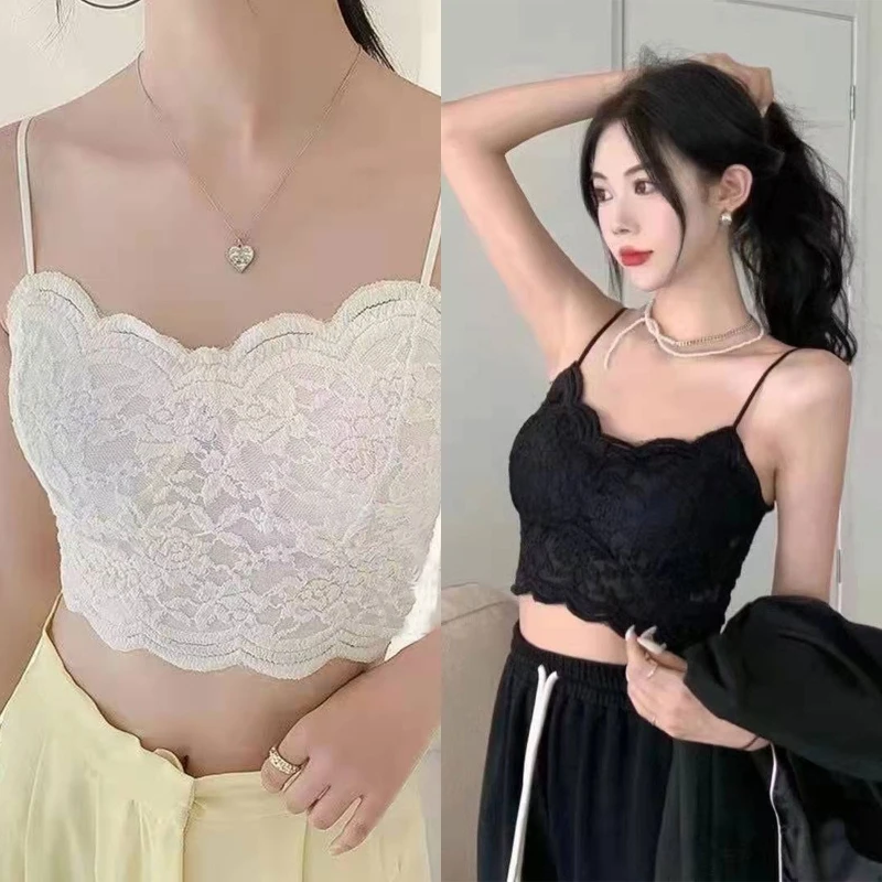 

French Style Floral Lace Women Underwear Bralette Sexy Padded Wirefree Camisole