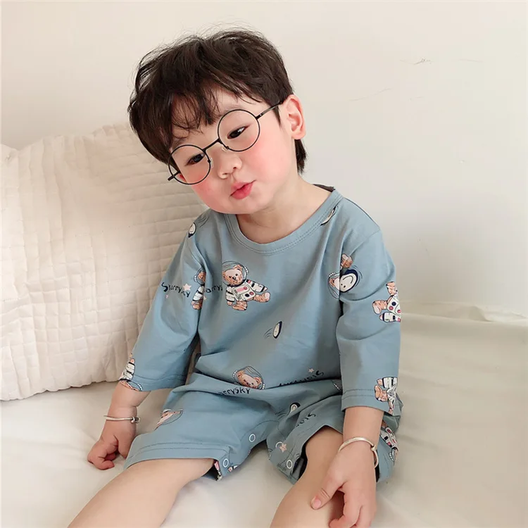 

Baby Pajamas Summer New Thin Cotton Children's Nightdress Children's Nightgown One-piece Boys' And Girls' Ha Yi Crawling Clothes
