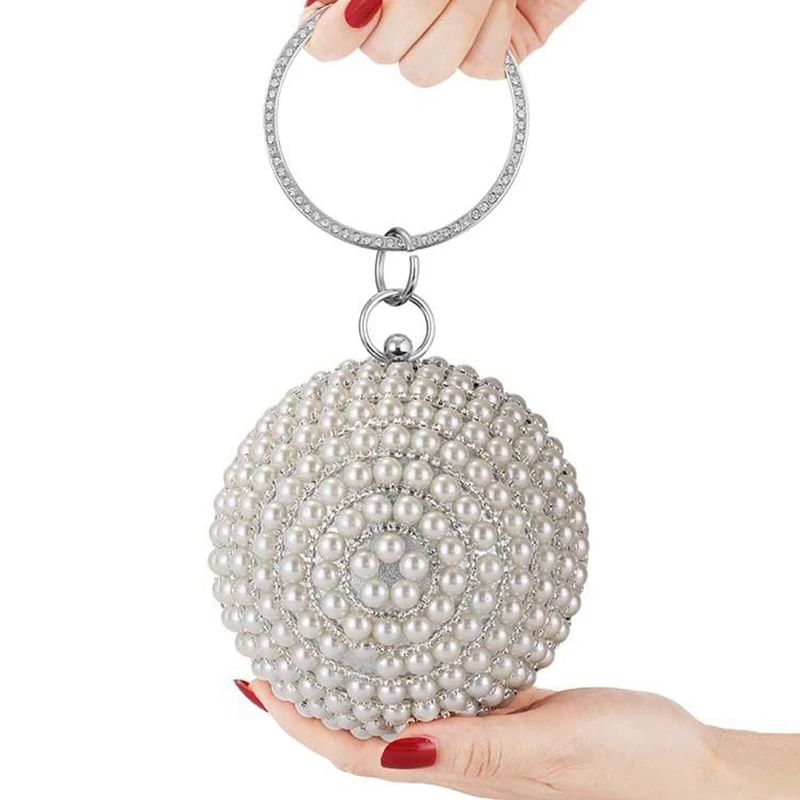 

Women Ball Diamond Tassel Party Metal Crystal Clutches Evening Wedding Bag Bridal Shoulder Handbag Wristlets Clutch