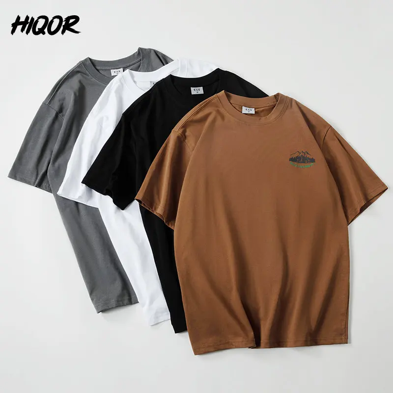 

HIQOR Daily Casual Tshirt Oversized Tops 2023 Chic Quality Fashion Streetwear 100% Cotton Harajuku O Neck Summer Tees Print Tops