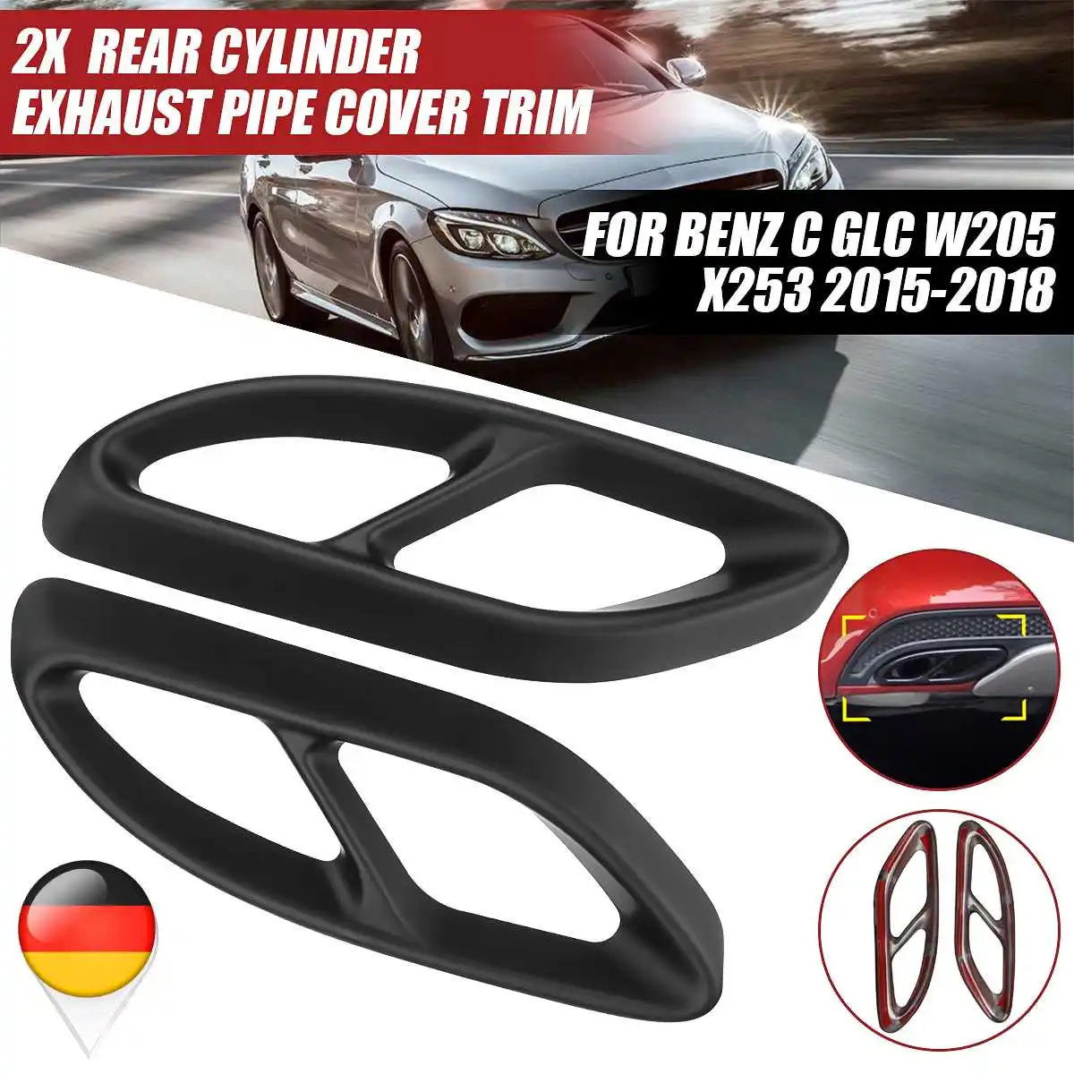 

Pair Stainless Steel Rear Dual Exhaust Pipe Stick Cover For Benz E/C/B/A Class GLC/GLS/GLE Class CLA Exhaust Headers matte black