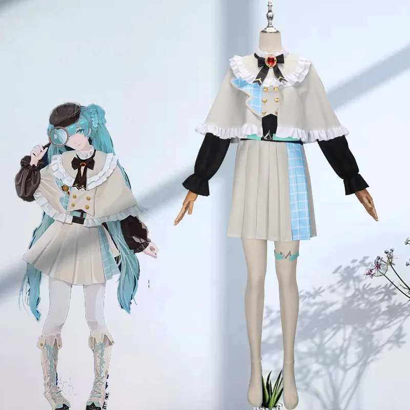 

Virtual Singer Miku Detective Cosplay Costume Symphony Cape Dress Halloween Carnival Party For Women Girl