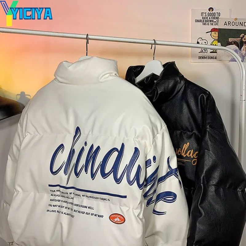 YICIYA Jackets For Women 2023 Parkas Coats Winter Warm Stand-neck Coats Female Fashion Streetwear Casual Leather Jackets Parkas