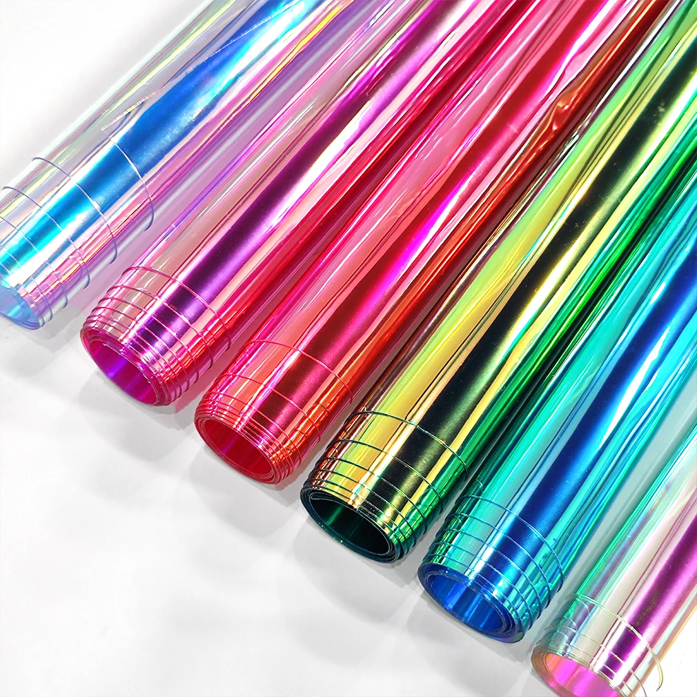

Glossy Transparent Radium PVC Faux Leather Waterproof,for DIY Umbrella/Raincoat/Handbag/Pendant/Shoes/Trinkets Material 30*135cm