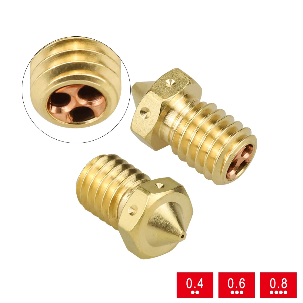 3D Printer Nozzle for 1.75mm Filament E3DV6 Clone-CHT Tip Nozzles Brass Copper Print Head 0.4mm 0.6mm 0.8mm High Flow