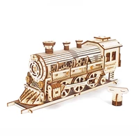 express steam train locomotive with railway self assembling 3d wooden puzzle scale mechanical model toy for adults and kids