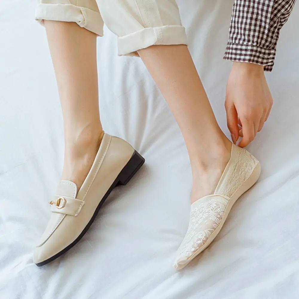 

5 Pairs New Women Silicone Non-Slip Thin Ice Silk High Heels Shoes Nvisible Boat Socks Non-Slip Socks