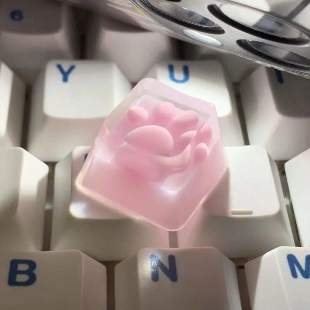 Cute Pink Cat Paw Design Hand Made Backlit Resin Keycaps For Cherry Mx Gateron Kailh Box TTC Switch Mechanical Keyboard OEM R4