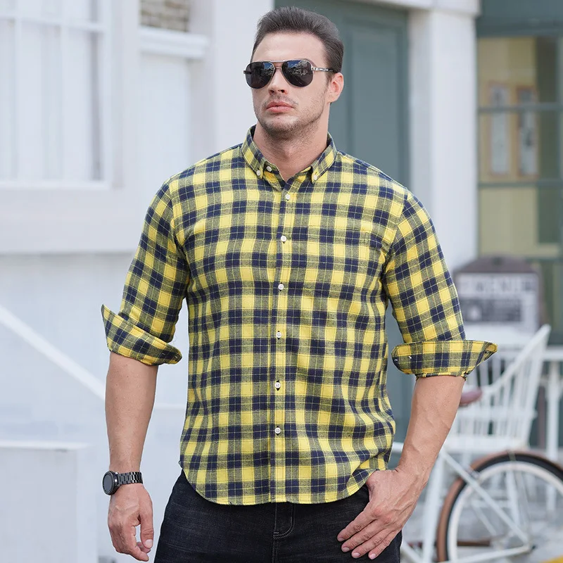 

Spring and Autumn new large long-sleeve shirt casual versatile plaid men's long-sleeve shirt L-9XL