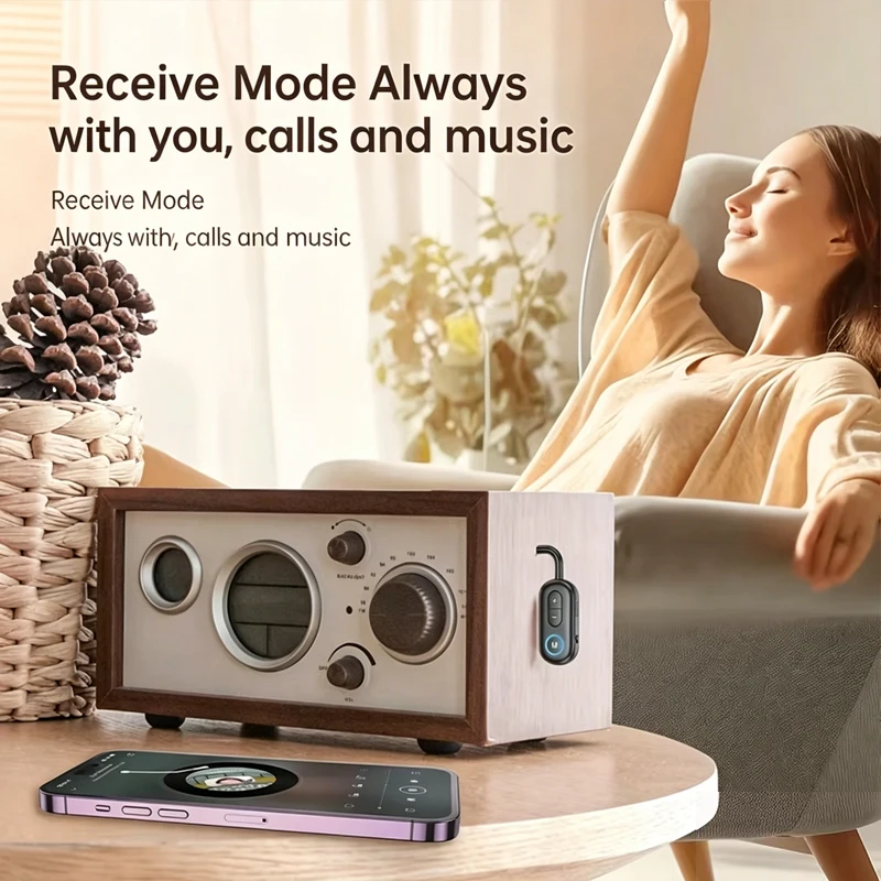 Фото KEBIDU Bluetooth 6.0 Аудиоприемник-передатчик 3,5 мм AUX Hi-Fi стерео беспроводной музыкальный адаптер 2-в-1 для ТВ, автомобилей, самолетов №3