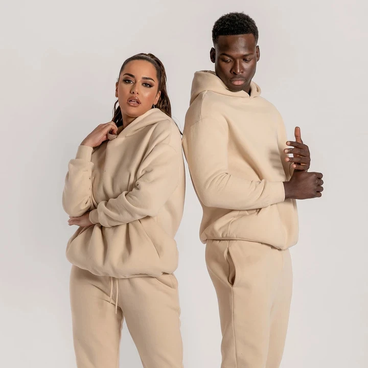 

Fashion Unisex Hoodie Set Joggers Two Piece Set Oversized Sweatsuits Solid Color Sweatpant Pullover