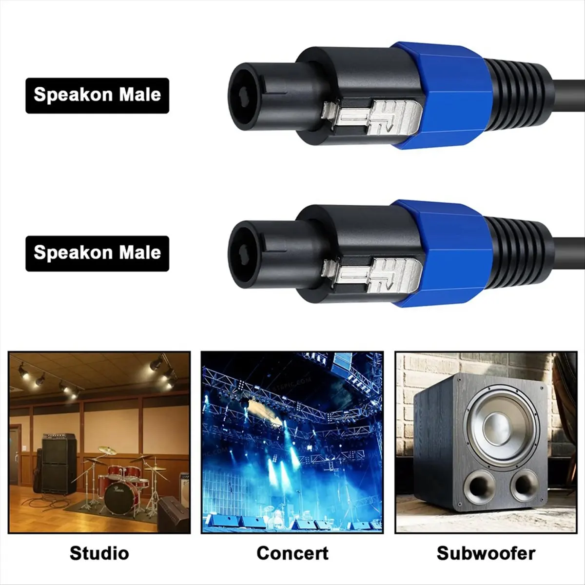 Фото Кабель Speakon 6 футов, профессиональный, 18 AWG, штекер-штекер, аудиокабель, ПВХ + 16 AWG, провод из луженой меди, гнездо-штекер для подключения к динамикам №3