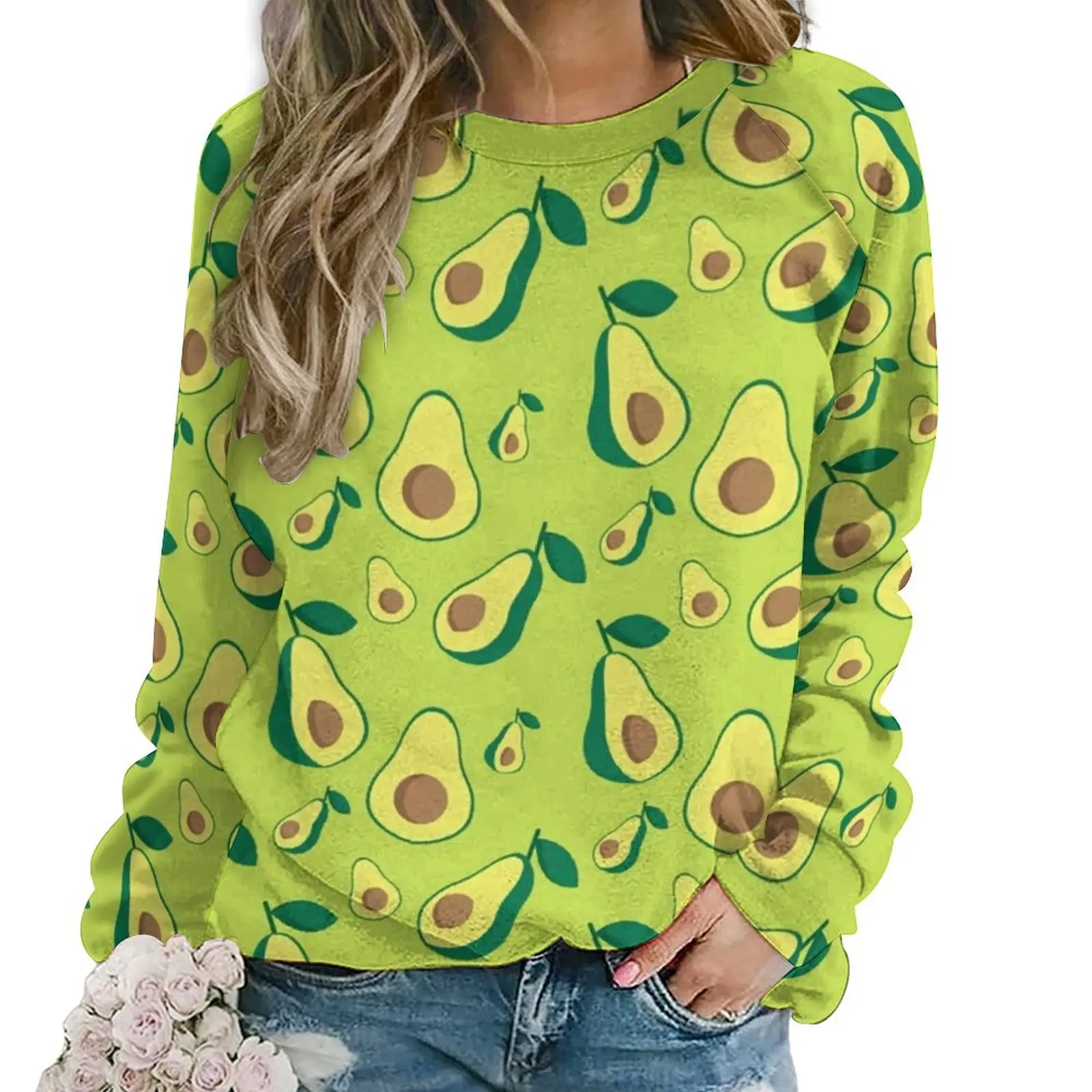 

Толстовки с авокадо Love, зимние корейские модные толстовки большого размера с принтом зеленых фруктов, Женские повседневные топы с длинным рукавом Y2k на заказ