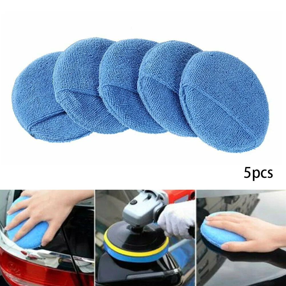 

5pcs Soft Applicator Microfiber Car Wax Applicator Pad Polishing Sponge Auto Care Premium Applicator Pad, Ideal For Waxes
