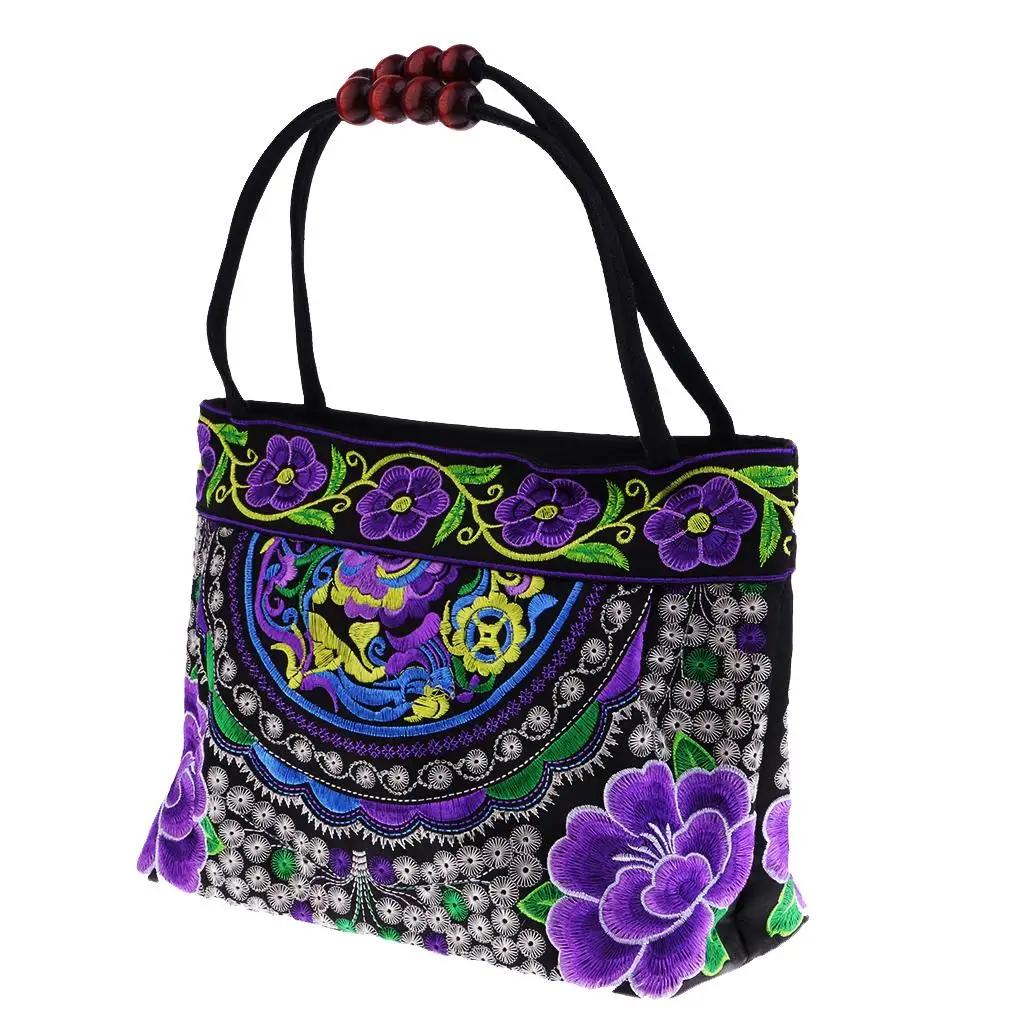 

Vintage Women Handbag Flower Totes Embroidery Shoulder Bag 31x51cm #7