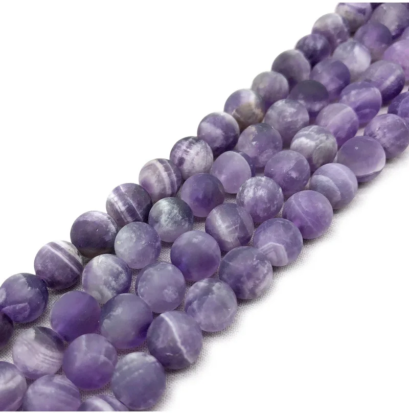 200PCS Matte Amethyst 8MM Round Beads for DIY Making Jewelry Necklace Energy Healing Power Unpolished Gemstone Loose Crystal