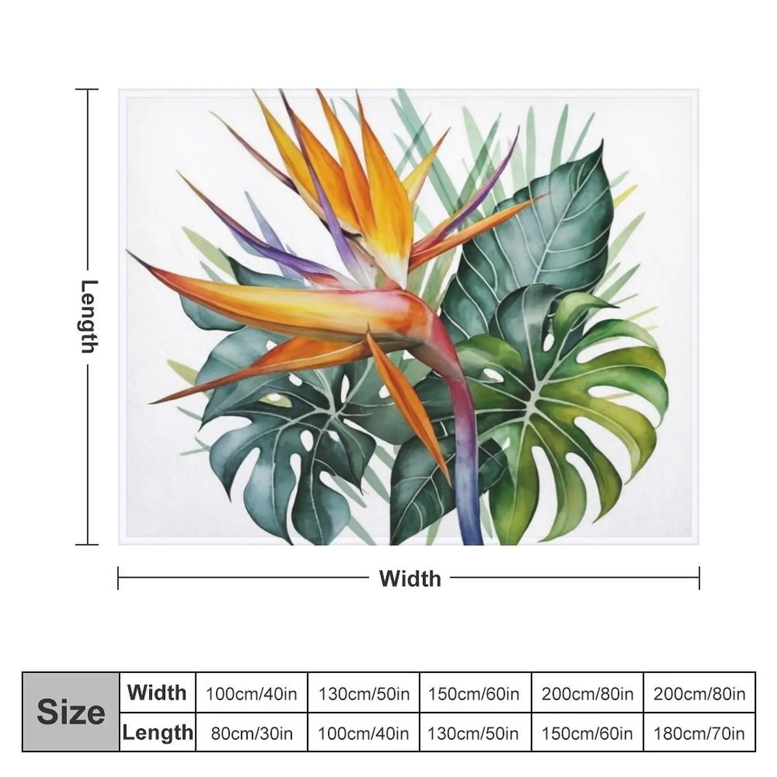 Strelitzia Bliss: Ботаническое красивое одеяло с диваном персонализированный подарок
