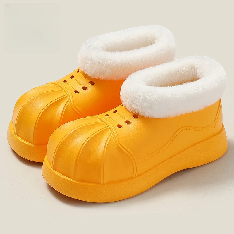 

New Winter Cotton Plush Slippers Boots Home Women Shoes Simplicity Cute Colorful Waterproof Ladies Shoes Warm Non-slip Fashion