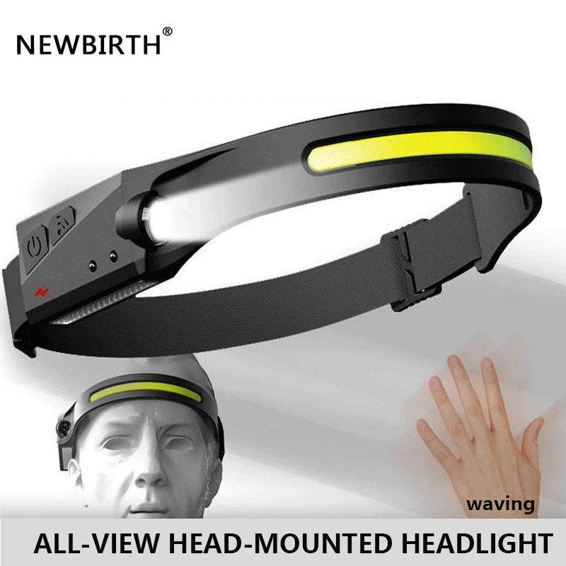 

Portable Smart Sensor Headband Is A Lantern Dual Bald Headlight COB+LED USB Charging For Outdoor Night Running Fishing Camping