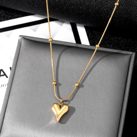 Высококачественные ожерелья из нержавеющей стали 316L золотого цвета персиковые ожерелья с любовным сердцем для женщин Чокеры трендовые модные драгоценности подарок ювелирные изделия