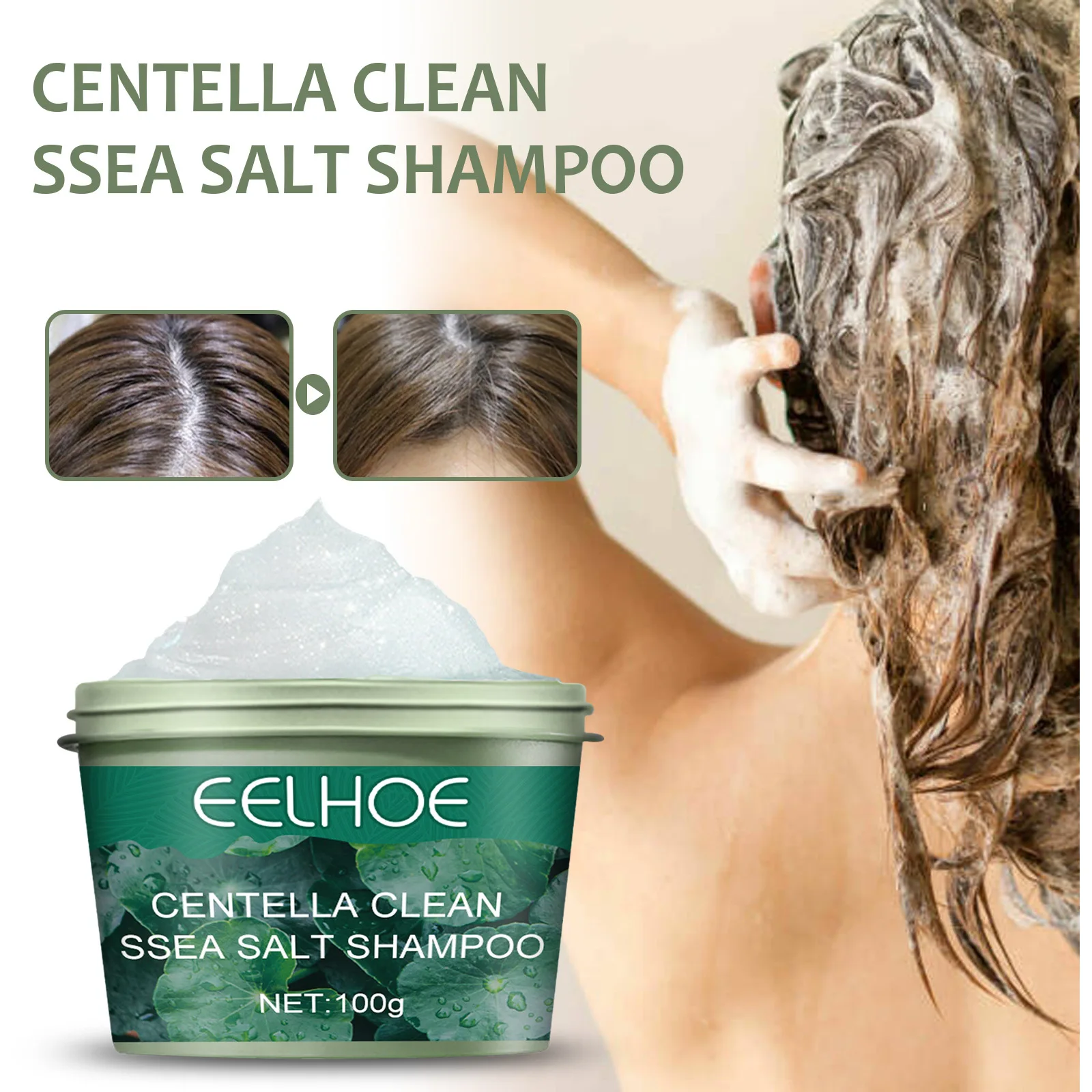 

Centella Clean Sea Salt Shampoo Deep Cleansing Dirt Anti-Dandruff Oil Control Anti-Itch Moisturizes Purify Scalp Mild Fuffy Hair