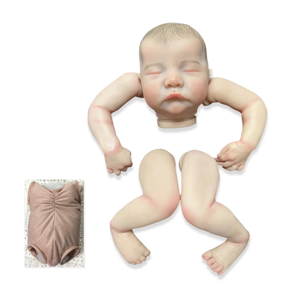 

NPK 19inch Already Painted Reborn Doll Parts Levi Sleeping Lifelike Baby 3D Painting with Visible Veins Cloth Body Included