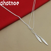 925 sterling silver double leaf 18 inch snake chain necklace for women man engagement wedding fashion charm jewelry