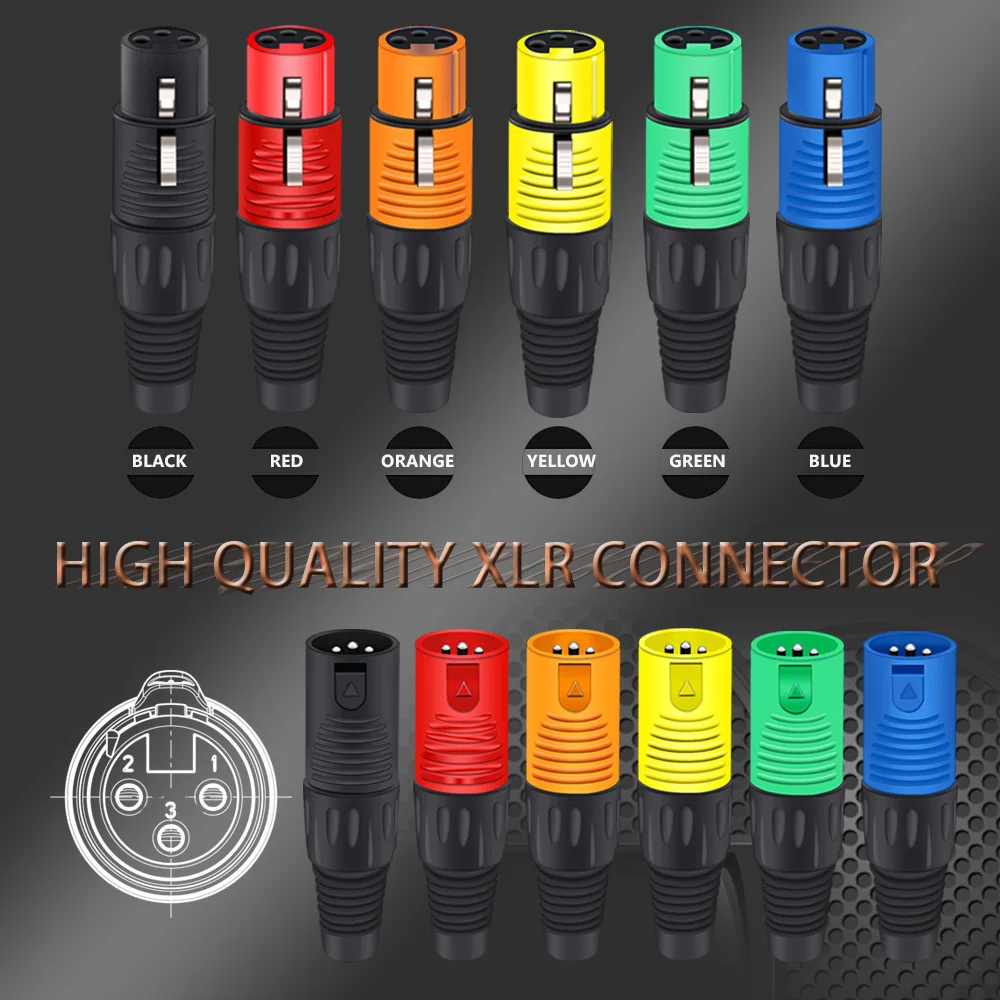 20 шт./10 комплектов Новое поступление цветной 3PIN XLR проводной разъем штекер и