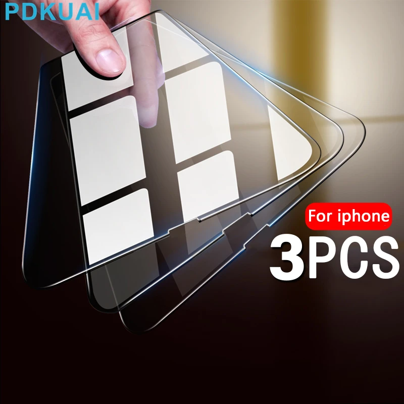 

3PCS Full Cover Tempered Glass For iPhone 14 13 12 11 Pro Max Mini XR XS X 8 7 6S Plus SE Screen Protector Front Protective Film