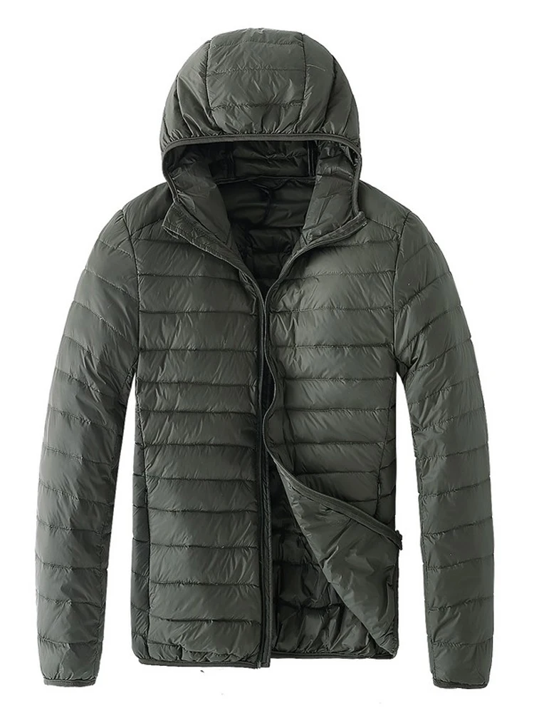 Autumn Winter Fashion Brand Ultra Light Duck Down Jacket Mens Korean Streetwear Feather Coat Hooded Down Jacket Warm Men Clothes