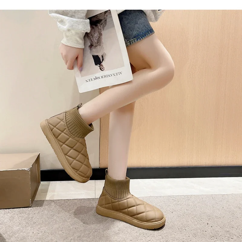 Новинка 2023 зимняя модная теплая хлопковая обувь без шнуровки Зимние ботильоны