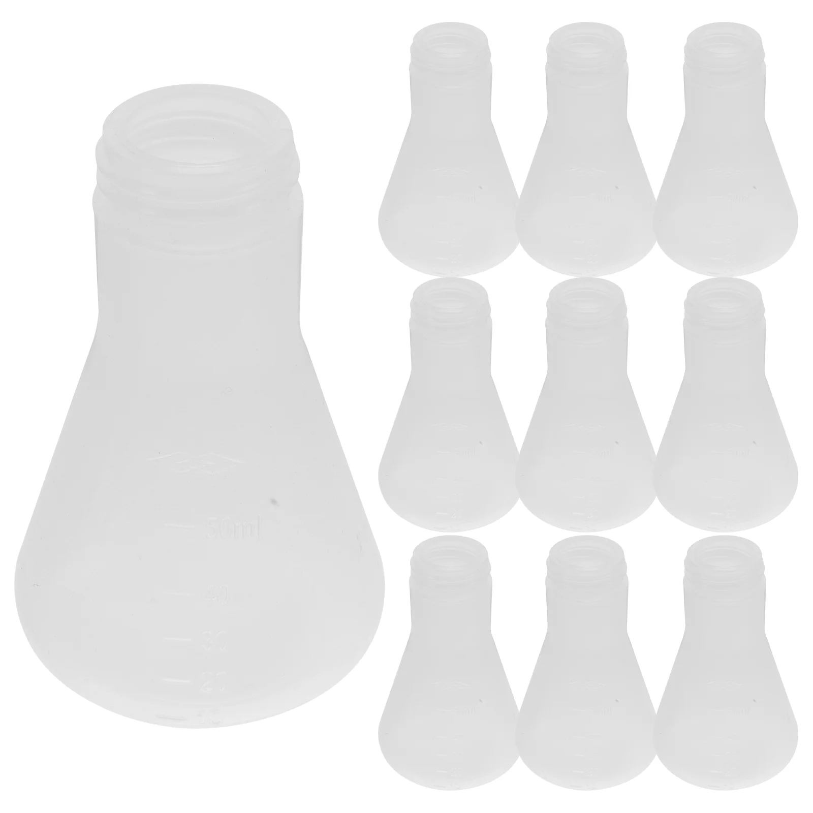

10 Pcs Plastic Erlenmeyer Flask Science Conical Flasks Beaker Glass PP Laboratory Chemistry 50ml Lid