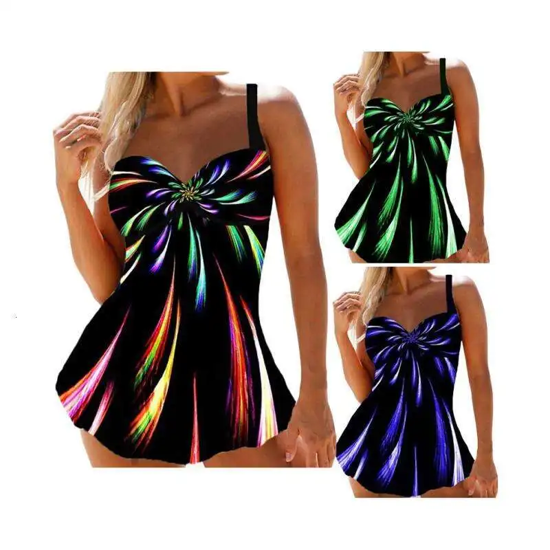 

Купальник женский пикантный Huatankini с цифровым принтом, Раздельный купальник большого размера для пышных девушек