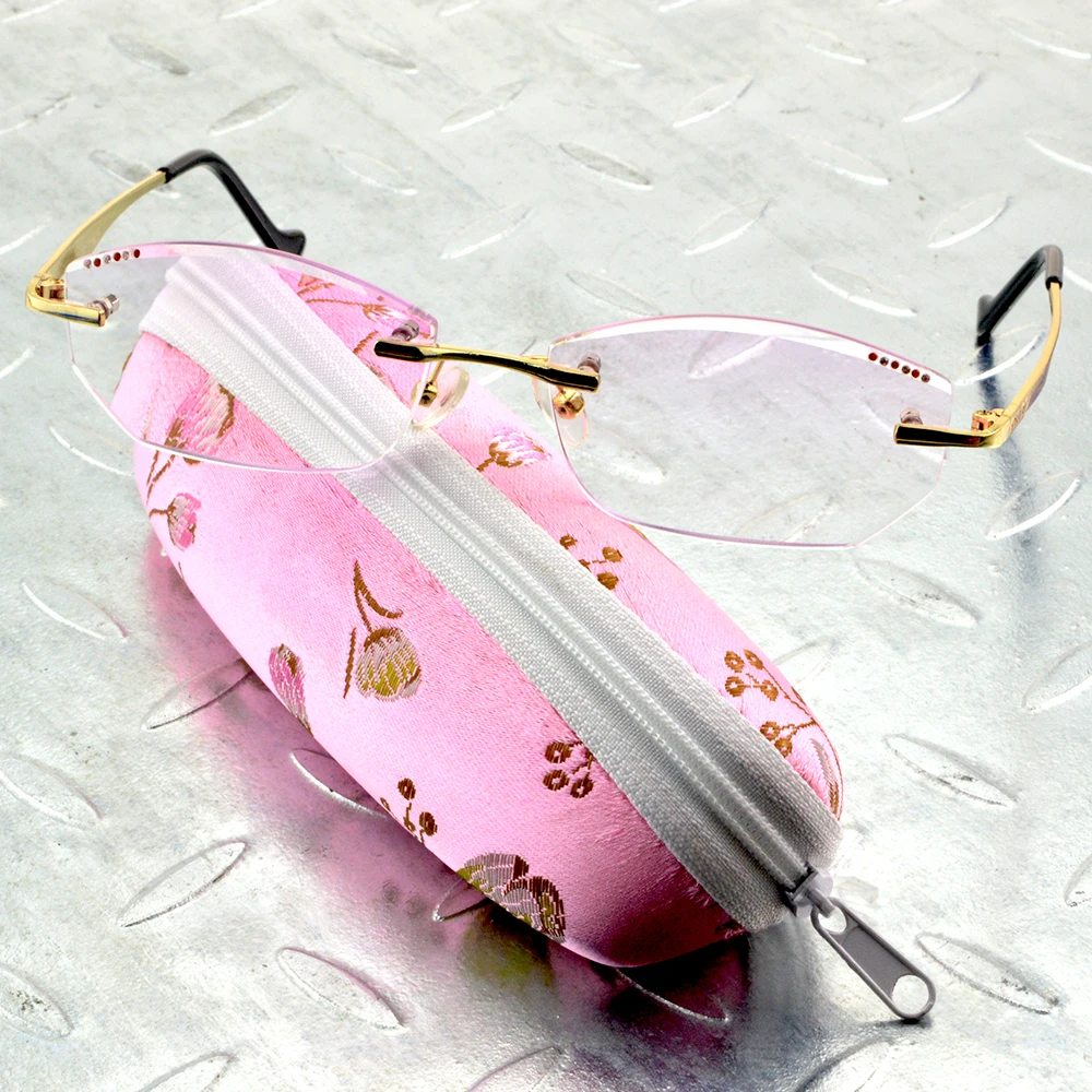 Женские очки для чтения без оправы из титанового сплава с алмазной резкой + 0 75 1 25