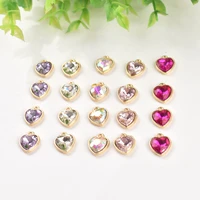510pcs 1215mm pink heart pendants zinc alloy crystal love heart charms fit jewelry pendant charms makings diy accessories
