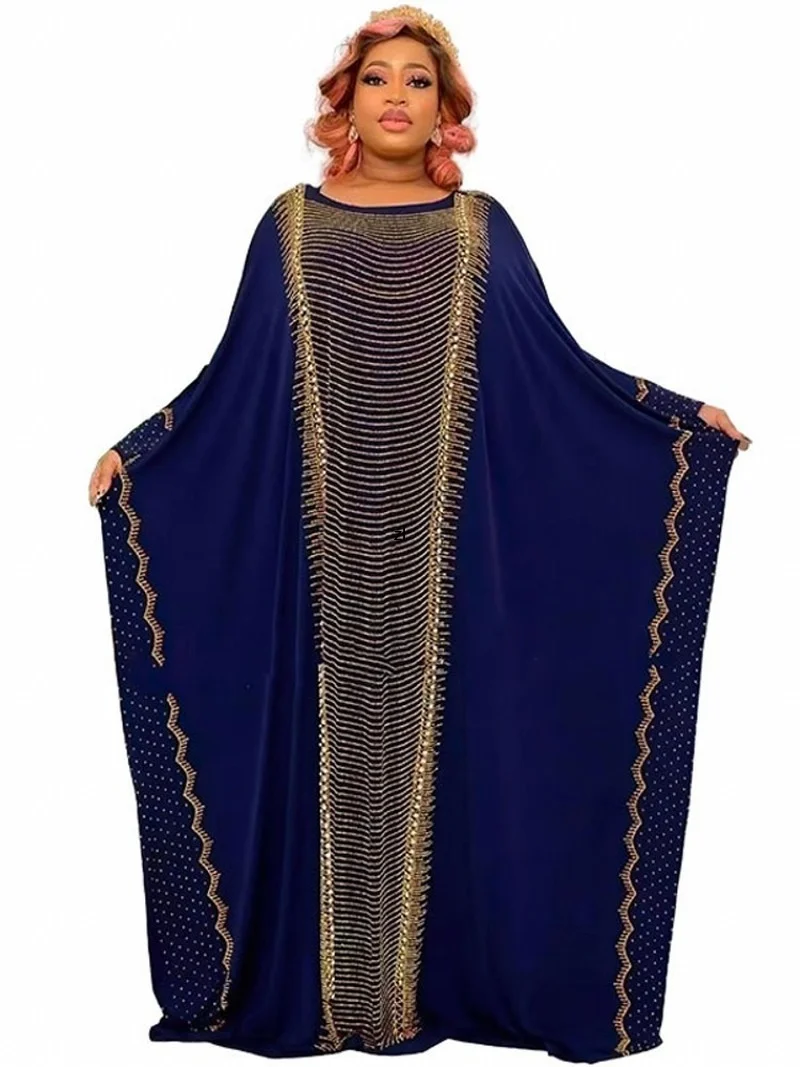 

Chiffon Diamonds Caftan Dress African Dresses for Women 2022 Traditional Nigeria Lady Abaya Musulman Boubou Robe Femme Clothes