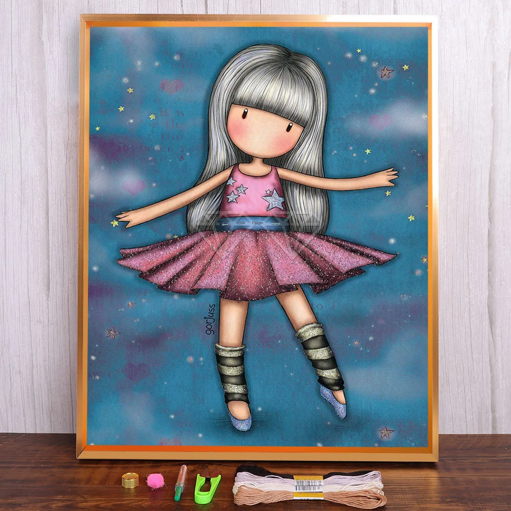 

Cartoon Girl Princess Pre-Printed 11CT Cross-Stitch Embroidery Set DMC Threads Handmade Sewing Knitting Needlework Promotions