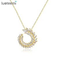 luoteemi fashion big leaf necklace for women wedding party paved cz exquisite gold or white gold fashion jewelry korean gift