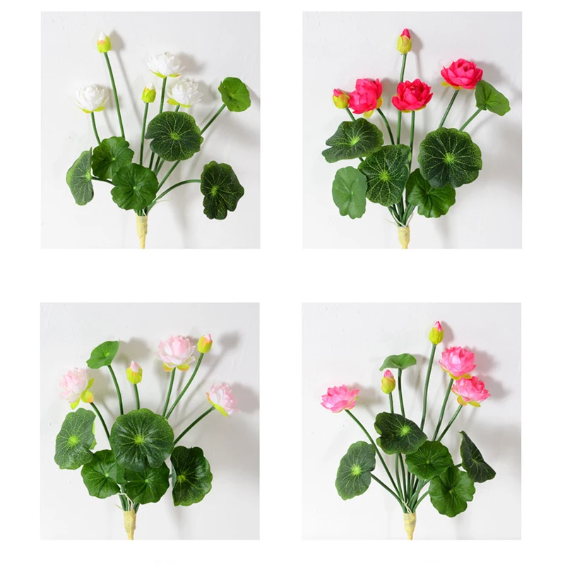 

4pc/lot Beautiful Silk Mini Artificial Lotus Flowers Wedding Home Table Decoration Bouquet Arrange Fake Plant Valentine's Day