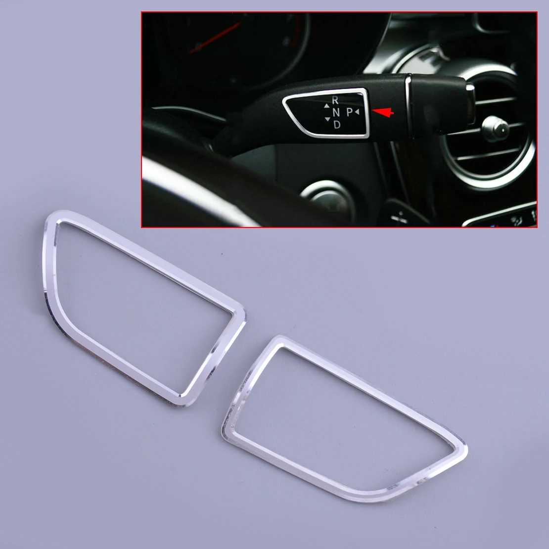 

2Pcs Car Shift Wiper Lever Cover Trim Frame Fit for Benz C E B GLC CLA GLA GL GLE GLS ML Class Silver Aluminum Alloy