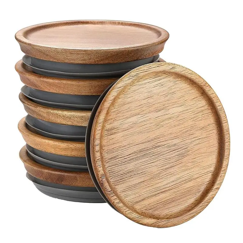 

Mason Jar Lids Wide Mouth 6 Pack Jar Wooden Storage Lids For Ball Storage Lids With Silicone Seal Ring For Airtight Cookie