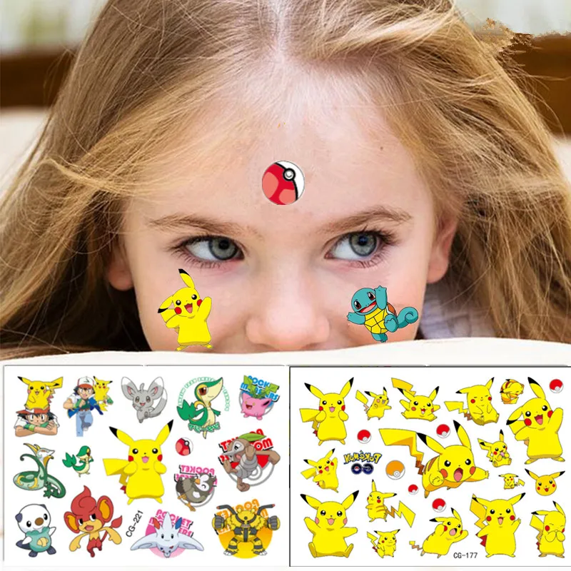 

3/5pcs Original Tattoo Pokemon Stickers Waterproof Cute Pikachu Sticker Funny Cartoon Kids Girls Christmas Birthday Gift Toy