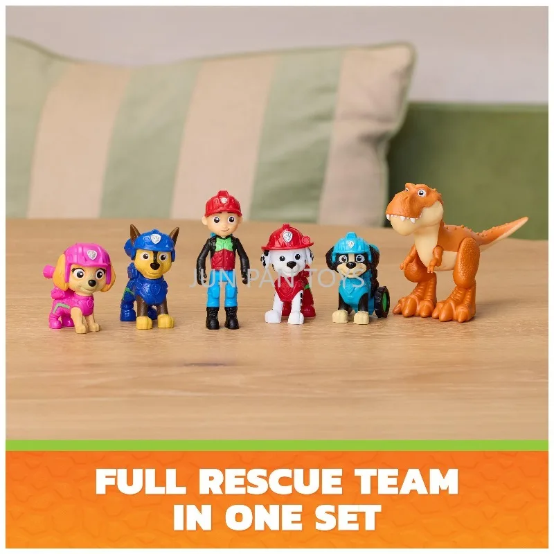 Фото Оригинальный набор PAW Patrol The Dino Movie Adventure Pack: Райдер, Чейз, Маршалл, Скай, Рекс, Тимми. Многосуставная игрушка-динозавр. Подарок. №4