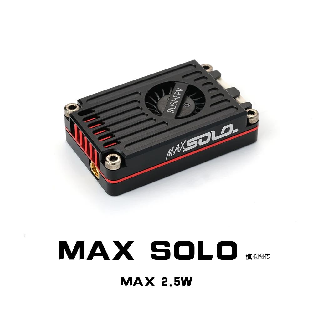 

RUSHFPV MAX SOLO 5.8G 2.5W 2-6S LIPO FPV VTX CNC Housing Built-in Silent Cooling Fan for FPV Freestyle Long Range DIY Parts