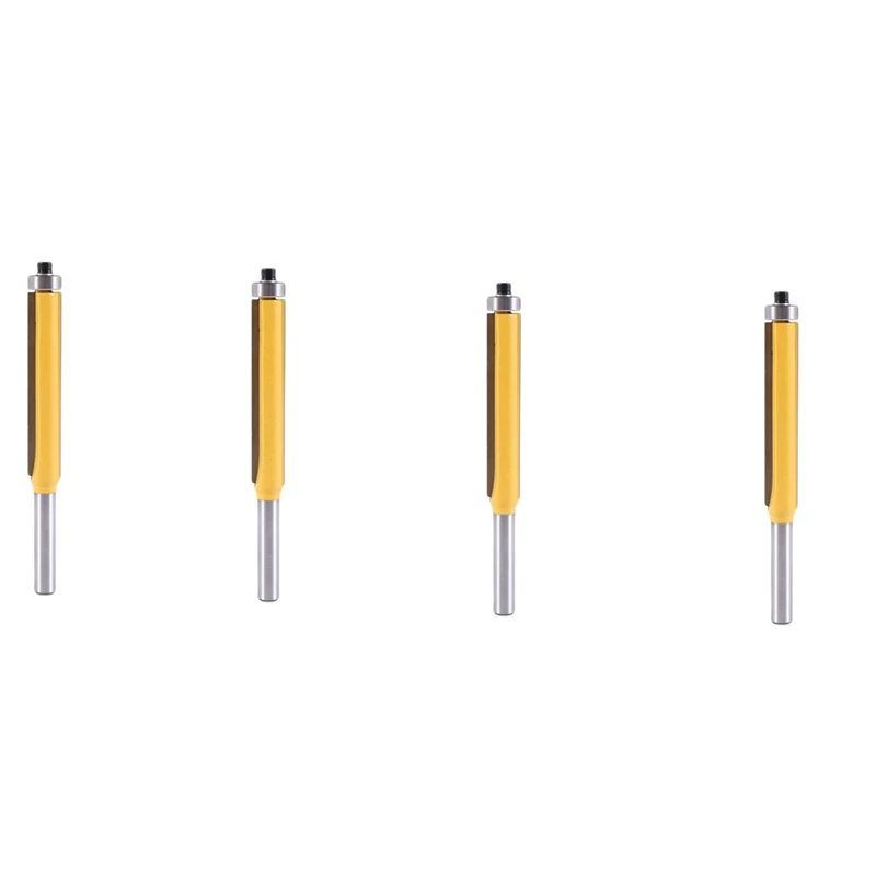 

4Pcs 2 Inch Height Extra Long Flush Trim Router Bit 1/4 Inch X 3/8 Inch Woodworking Milling Cutter For Wood DIY Tool