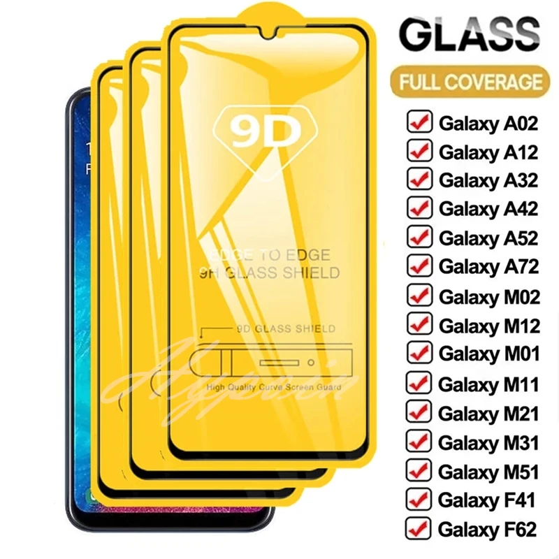 

9D 3 шт. полное покрытие закаленное стекло для Samsung Galaxy A51 A52 A71 A72 A31 A32 A42 A50 A70 Защитные пленки для F41 F62 M51 M31S