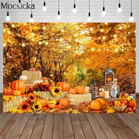 fall pumpkin thanksgiving photography backdrops autumn harvest forest maple leaf haystack decor family portrait photo background