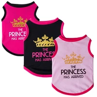 summer new dog clothes princess crown dog vest for girls letter printing pet t shirt puppy cotton costumes for chihuahua